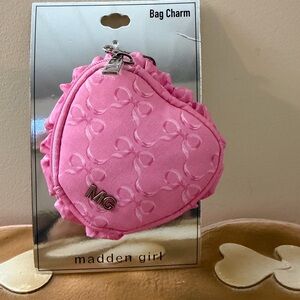 Madden Girl Valentine’s Day Pink Heart Bag Charm with Bows
